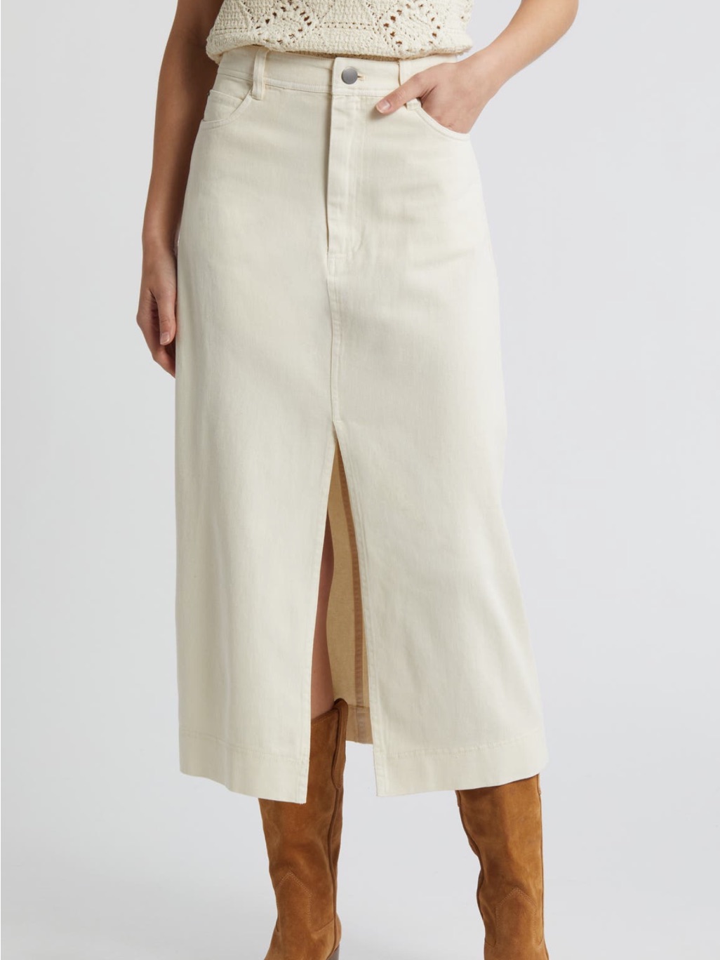 Treasure & Bond | Ivory High-Rise Denim Skirt